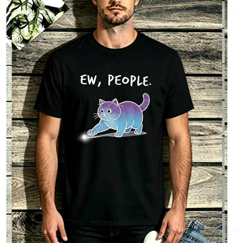 2026 New Unisex Funny Cat Ew People Cute Graphic Short Sleeve TShirt Soft Cotton Casual Summer Top Novelty Animal Lover Gift