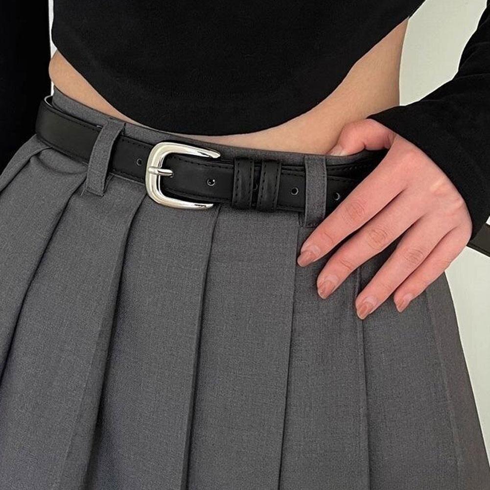 New Fashion Versatile Thin Belt Decorative Suit Waist Jeans Belt Skirt Black With T7L0