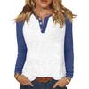 Women's T Shirt Color Block Button Long Sleeve Daily Weekend Fashion Basic V- Neck Regular Top