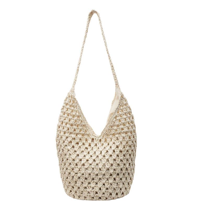 

Женская сумка-тоут в стиле приморского отдыха, повседневная одноплечевая пляжная сумка бежевый