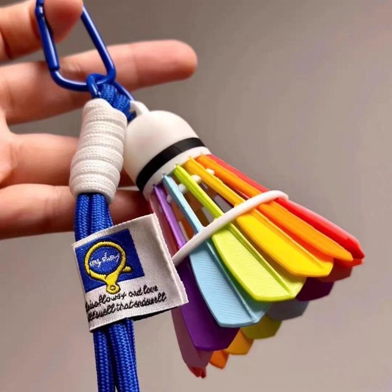 1PC 3d print feather rainbow hairball pendant outdoor sports bag pendant badminton enthusiast gift