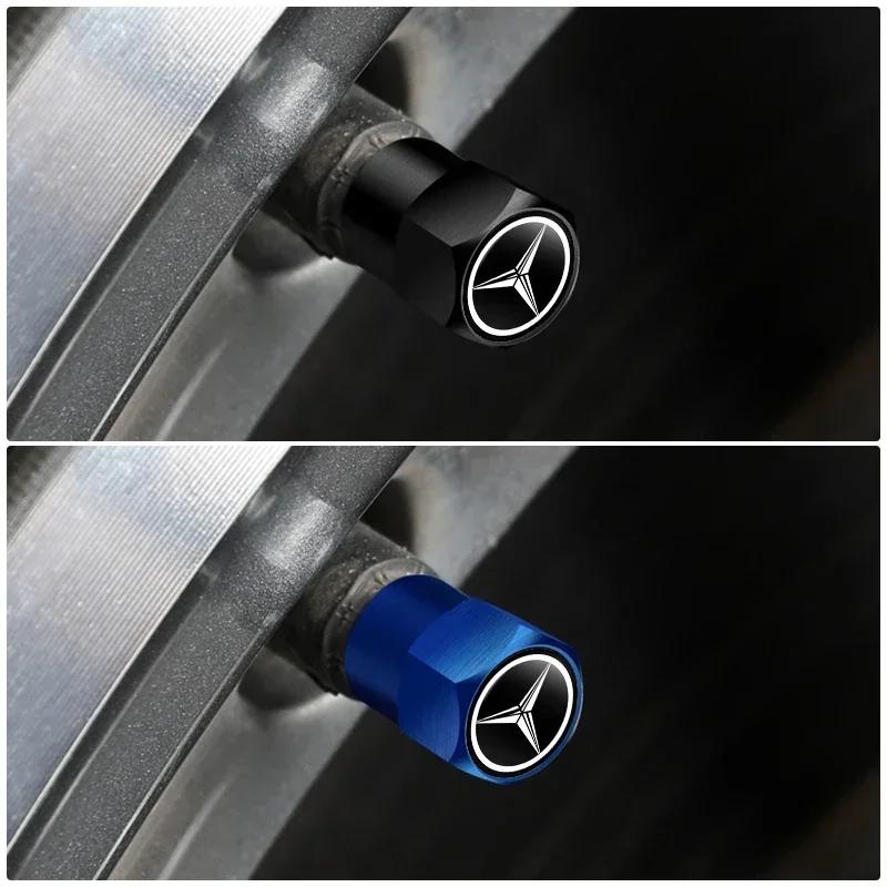 C200 E200 Nouveau 2025 Pour Mercedes Benz 4 Pièces Bouchons de Valve de Pneu de Voiture en Métal Couvercles de Poussière de Roue Accessoires Pour Mercedes Benz AMG W204 W203