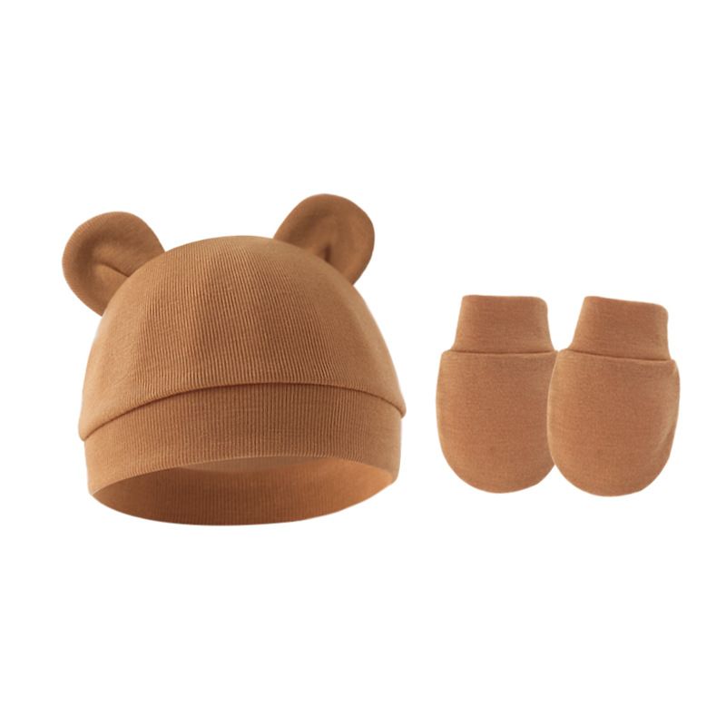 Conjunto de Chapéu e Luvas para Bebê Menina Algodão Gorro para Recém-nascidos Acessórios para Meninas Touca para Bebê Touca para Crianças Pequenas e Bebês Presente para Recém-nascidos