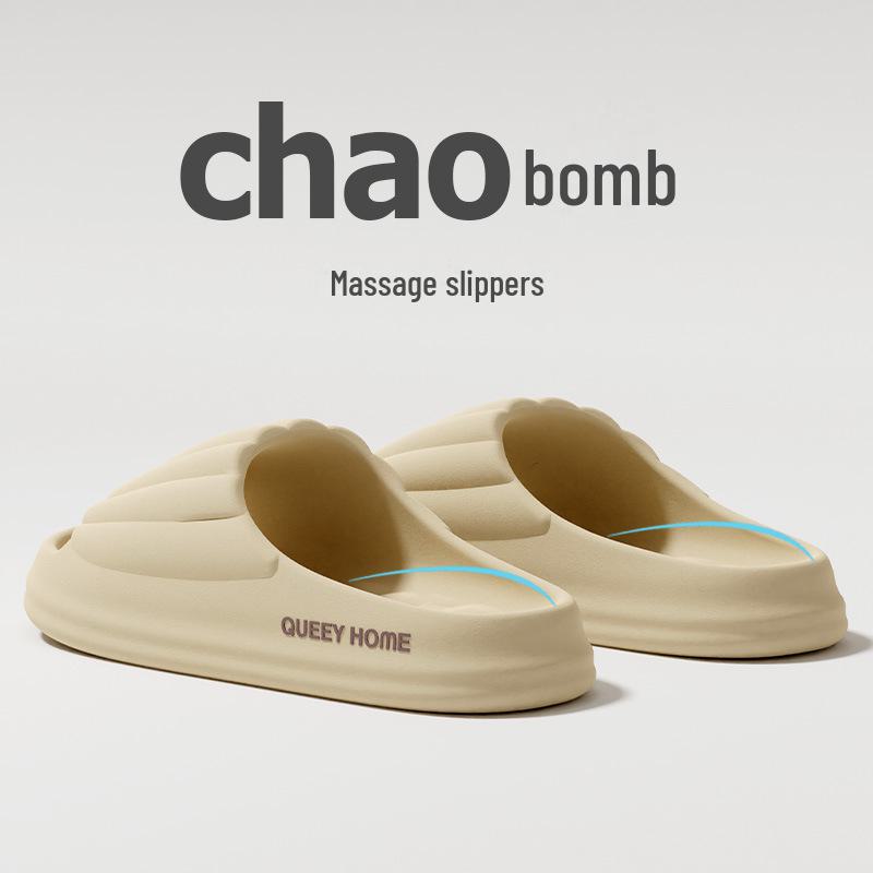 

2024 Новые мужские летние тапочки для дома и улицы с нескользящей толстой подошвой 42-43 (fits 41-42) слоновая кость