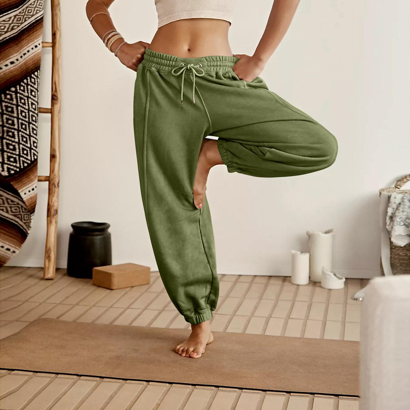 Женские однотонные повседневные брюки с высокой талией — фото 4