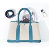 Niche high-end women's leather handbag, first-layer cowhide large-capacity canvas contrasting color garden tote bag