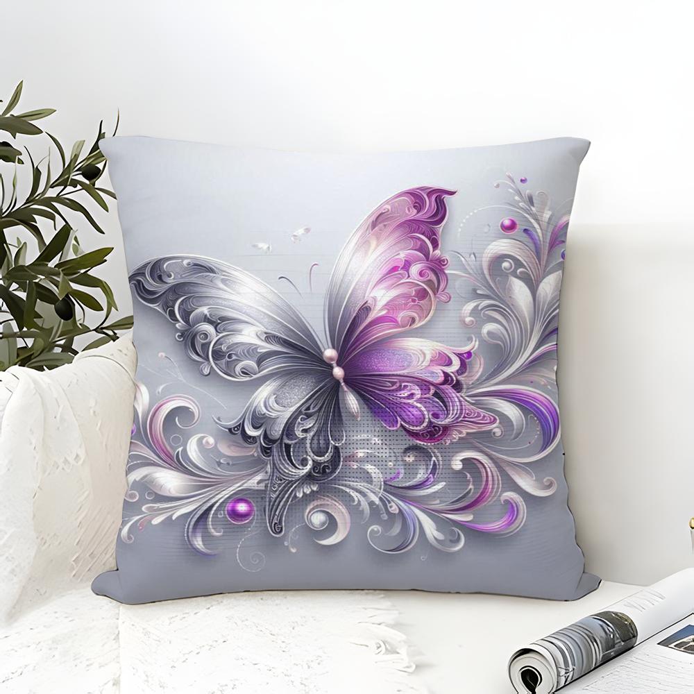 Colorful And Beautiful Butterfly Pillow Case Linen Pillow Case Sofa Home Decor Cushion Cover Cushion Cove
