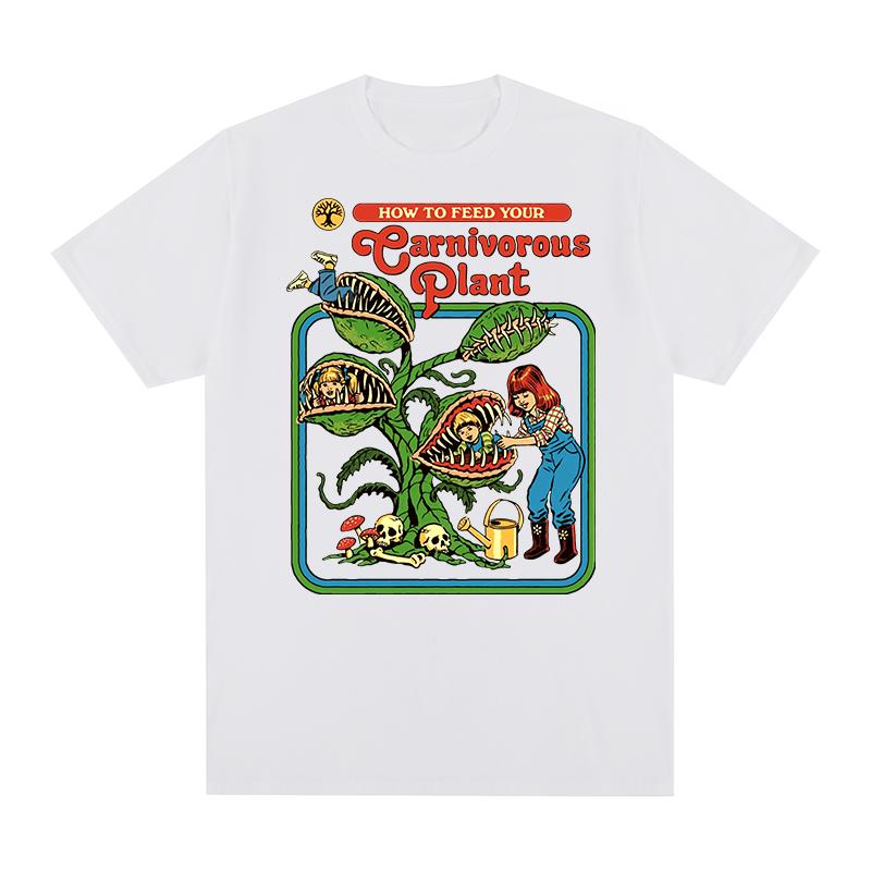 Carnivorous Plant Vintage Tshirt Pure Cotton Breathable Unisex T Shirt Summer New Fashion Unisexs Unisexs Tshirt Streetwear