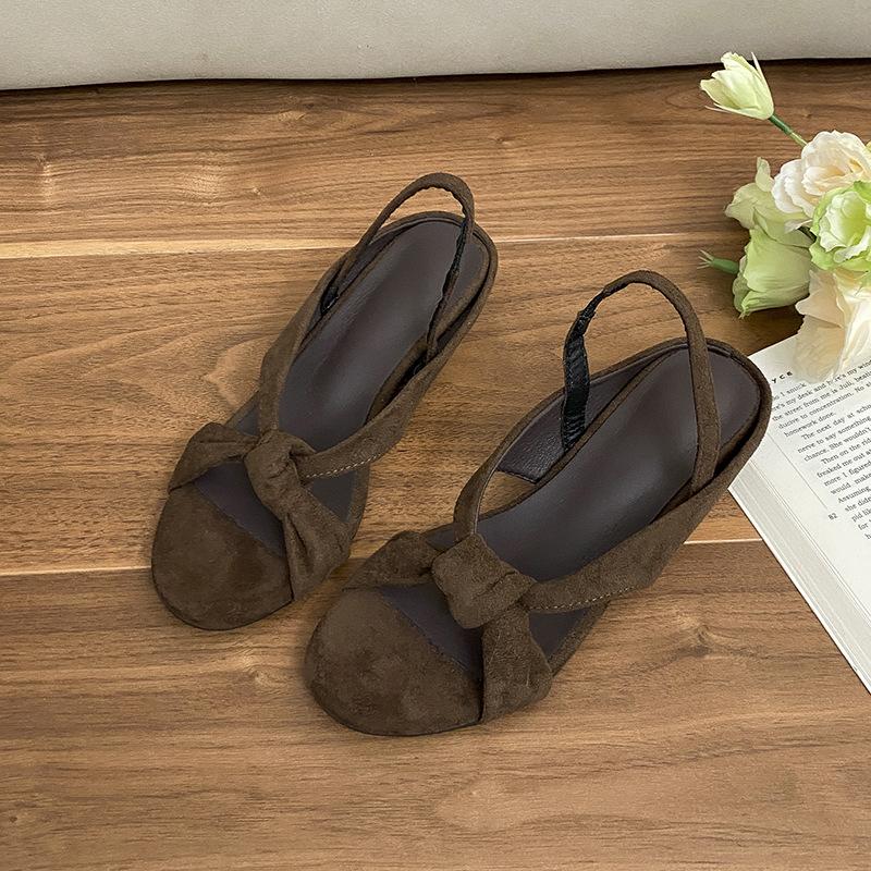 Summer 2025 Niche Design Simple Open-toed Fish Mouth Cross-band Slope Low-heeled Sandals Women's Versatile Roman Sandals