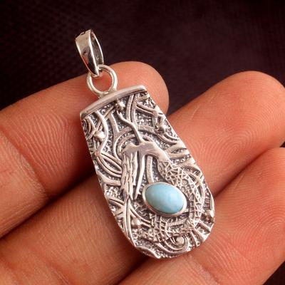 Larimar Peridot Mermaid Pendant 925 Sterling Silver Charm Jewelry Reiki Pendant Statement Pendant