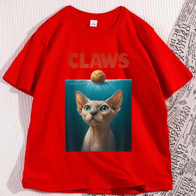 

Funny Sphynx Cat Claws T Shirt Pullover Oversize Kitten Tshirt Men Women Casual Cotton Short Sleeve Round Neck Tshirt Clothes S