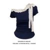 Korean fungus edge strap slanted shoulder short-sleeved T-shirt women's summer design sense slim and thin off-the-shoulder sweet hottie top