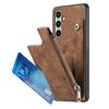 For Samsung Galaxy S24 FE Case Zipper Card Holder Kickstand Leather + PC + TPU Phone Cover