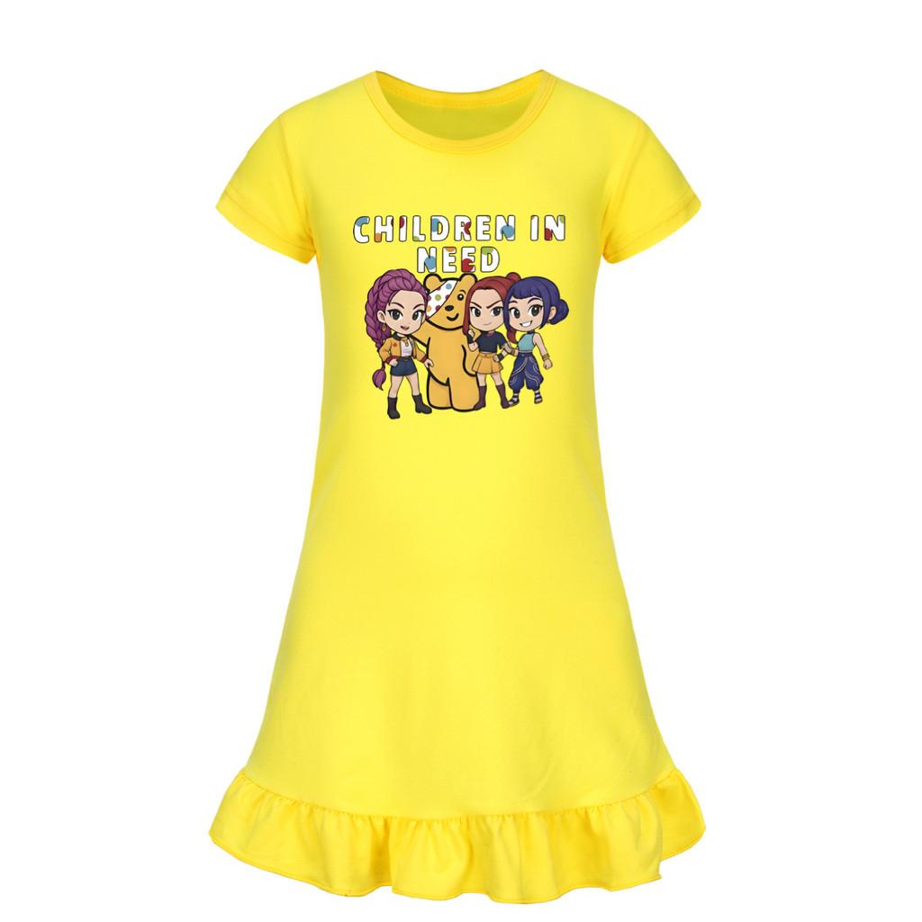 5103 Kids Girls Mira Zoey Rumi Printed Ruffle Short Sleeves Casual Dress