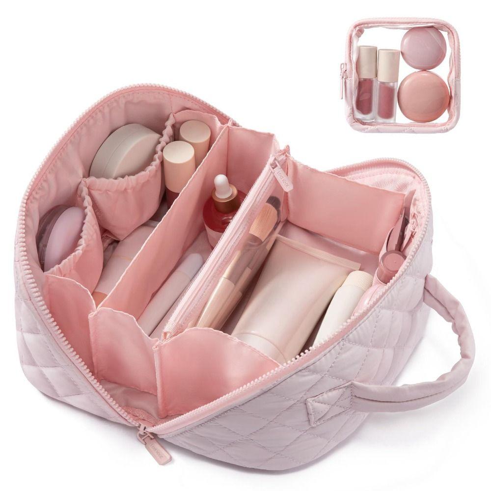 Bolsa de Maquillaje Amplia y Duradera para Mujer, Plano, Resistente al Agua, Neceser para Festival, Bolsas de Maquillaje para Artículos de Aseo y Pinceles