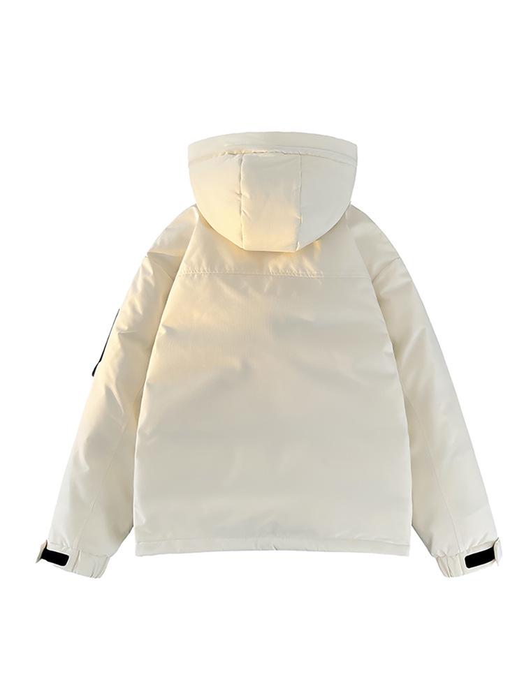 Unisex White 90% Duck Down Hooded Winter Jacket - Warm, Versatile, and Thickened for Youth Casual Wear
