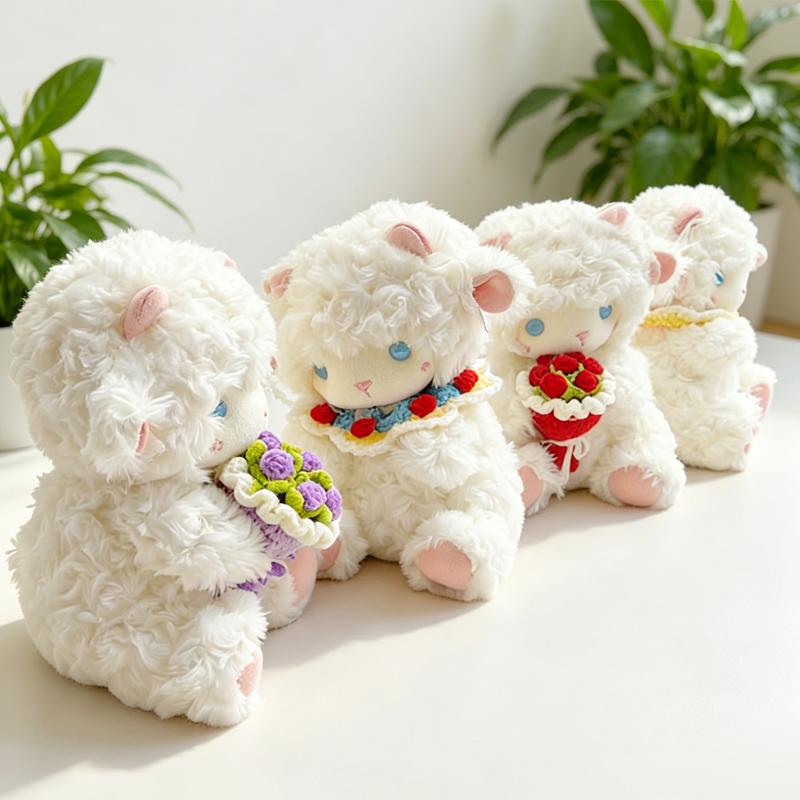 New Cartoon Sheep Plush Toy Cozy Fluffy Knitting Bouquet Sheep Stuffed Animal Doll Lovely Children  Appease Pretty Birthday Gift