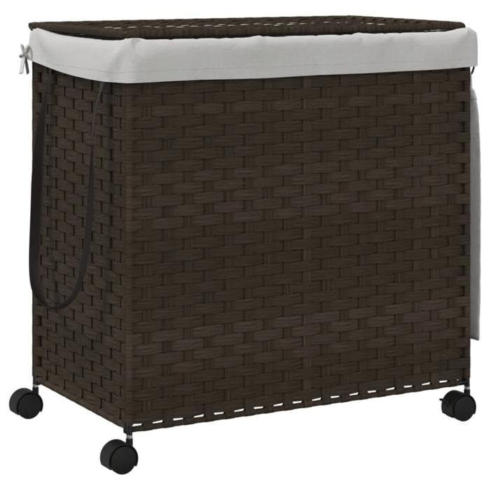 VidaXL Laundry Basket with Wheels Dark Brown 60x35x60.5 Cm 372040