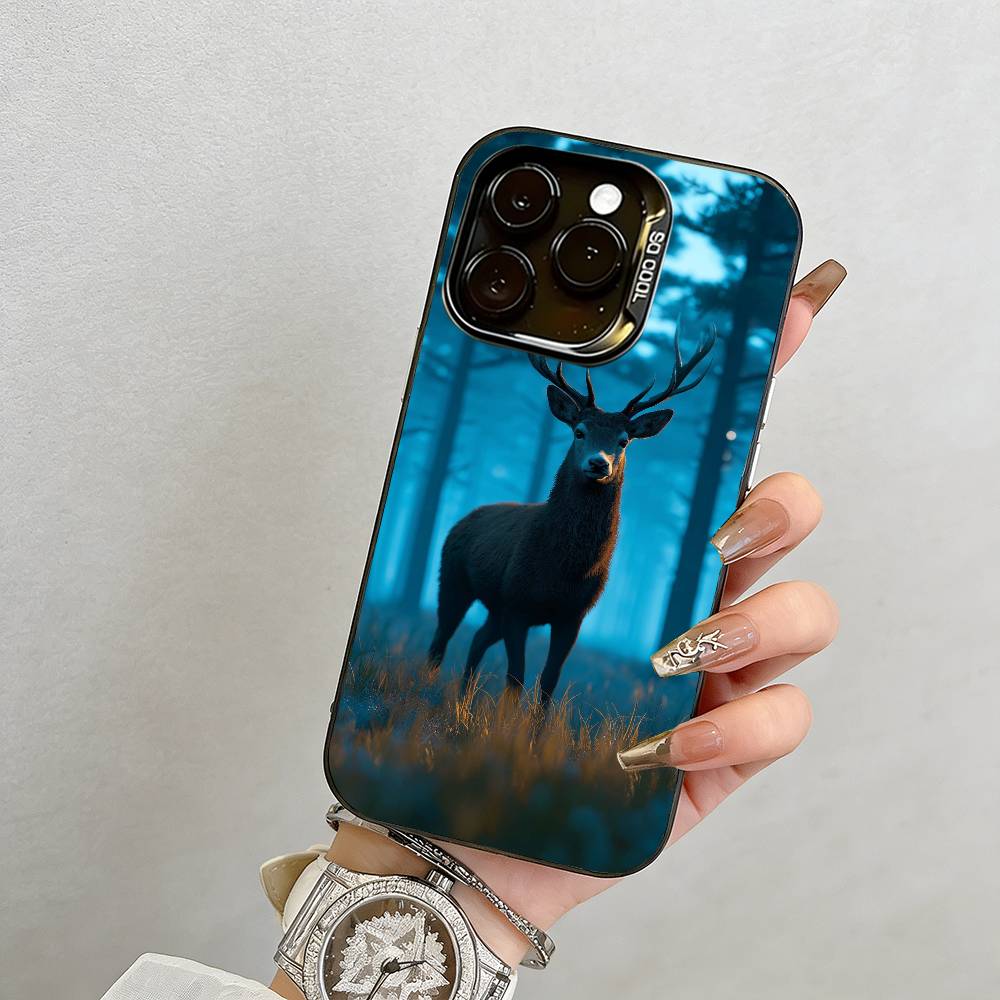 Deer Phone Case For iPhone 17,16,15,14,13,12,11 Plus,Pro Max,XS,Colorful Silver Phone Case Funda Cover