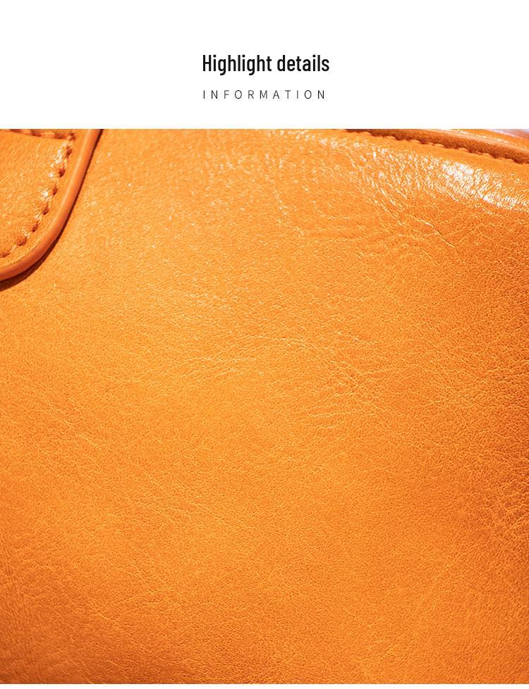 2025 Summer Women's Soft Leather Gold Shell Messenger Bag - Retro Style for Trendy Taiwanese Fashion