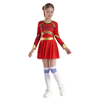 Cheerleader-Kostüm für Mädchen, langärmelig, Cheerleading-Tanzkleid, Halloween-Verkleidung