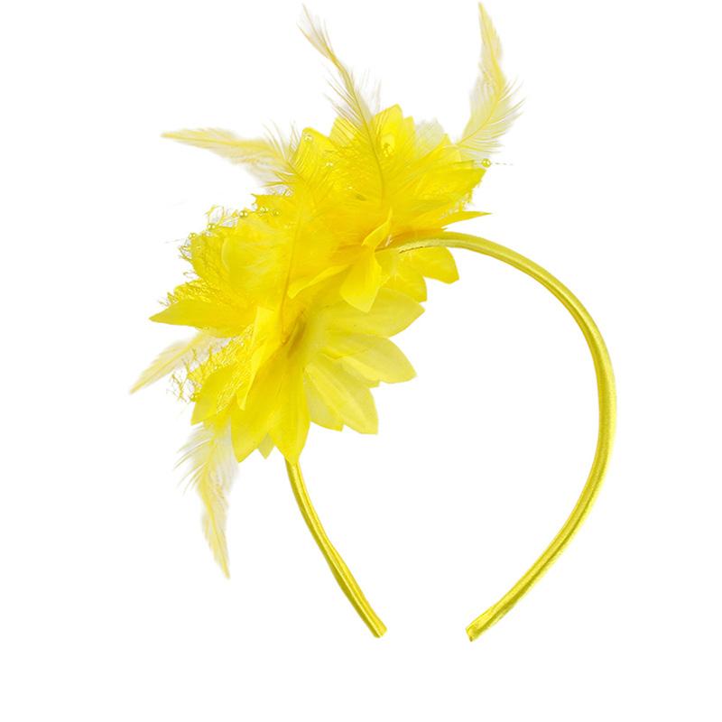 1PC Flower Headpiece Glam Cocktail Tea Party Hair Accessories Feather Headband 10 Colors Feather Fascinators for Women & Girls