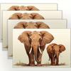 Set van 4 Prachtig Ontworpen Placemats met Unieke Olifantpatronen, Gemaakt van Linnen. Deze Gepersonaliseerde, Hittebestendige Tafelmat