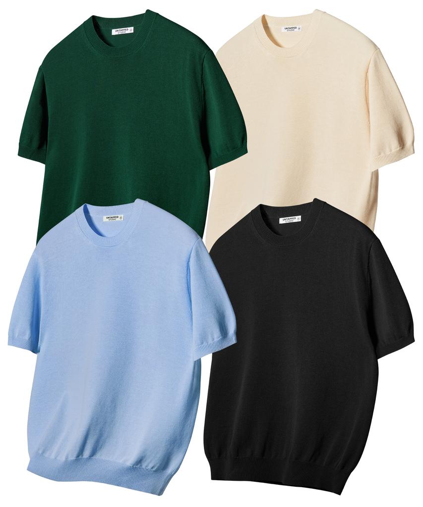 UNTAPPED STUDIO Washable Cool Cotton Short Sleeve Round Knit 4 Colors (Type A)