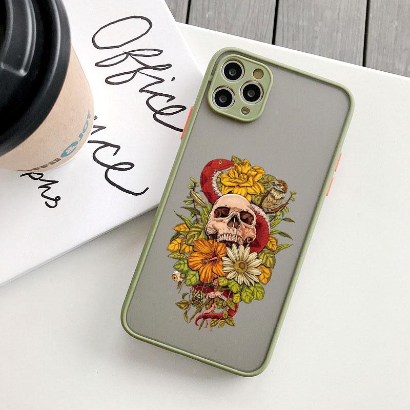 

Skeleton Skull Flowers Pattern Phone Case For iPhone 11 14 12 13 15 16 Pro MAX Mini XR X XS 7 8 Plus SE2 Shockproof Back Covers iphone 11