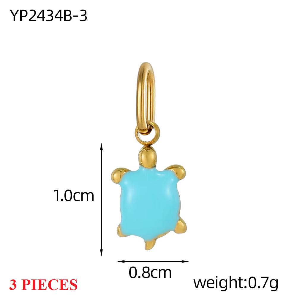 3PCS/LOT CARLIDANA Enamel Turtle Rabbit Bear Charms, Colored Stainless Steel Pendants for Women DIY Necklace Jewelry