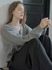 AVANT-G V-Neck Oversized Knit Pullover - Gray