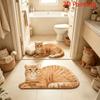 Lazy Cat Plush Area Rug, Non-Slip Soft Absorbent Bath Mat, Quick Dry Door Mat for Living Room Bedroom