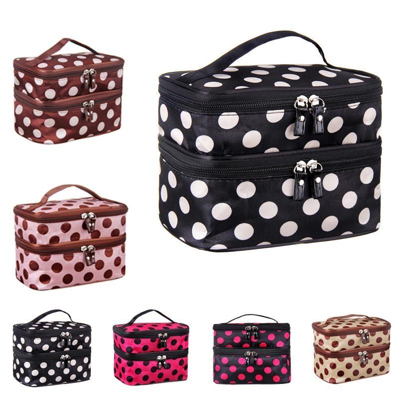 Borsa per Cosmetici a Doppio Strato di Grande Capacità Organizer per Trucco Impermeabile ed Elegante per Donne