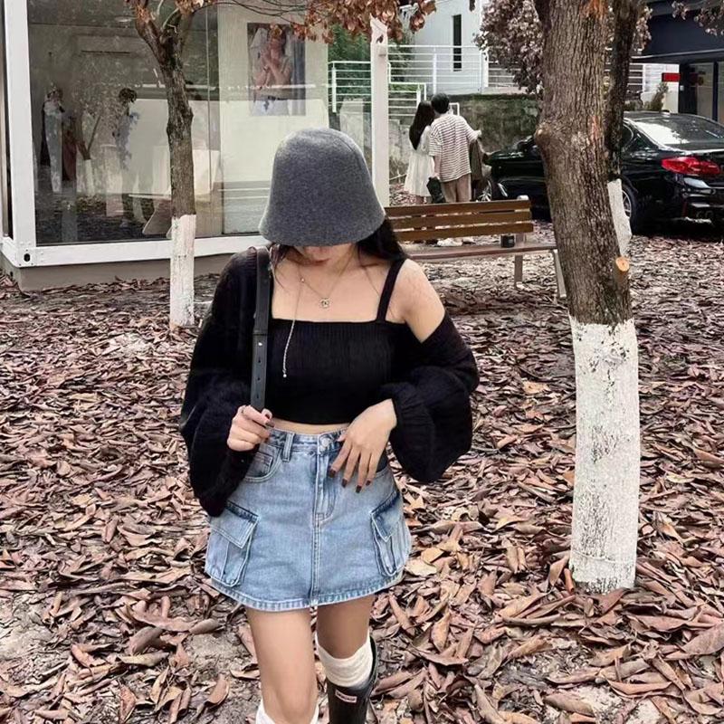 Sett med genser high-end vår og høst cardigan Krydret jente vest med kort stropp i to deler genser cardigan kvinnelige topper