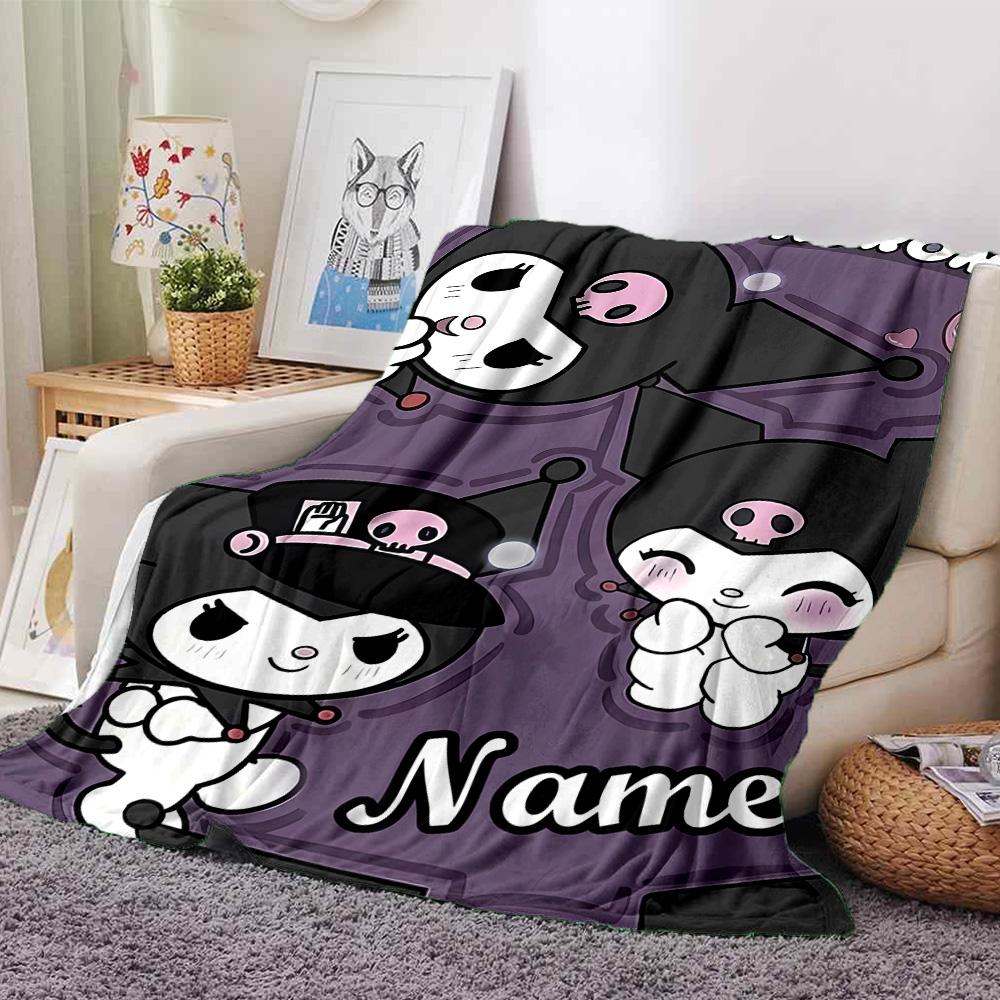 Customizable Kuromi8 Throw Blanket – Personalized Name, All-Season Cozy Snug Blanket, Machine Washable, Personalized Blanket