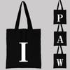 Women's Black Shopping Bag Casual Large-capacity White Letters Initial Name Pattern Printing Series Canvas Shoulder Bag Reusable