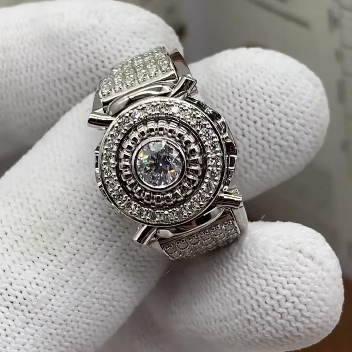 

Кольцо с белым цирконием, роскошные мужские помолвочные и свадебные аксессуары No. 13