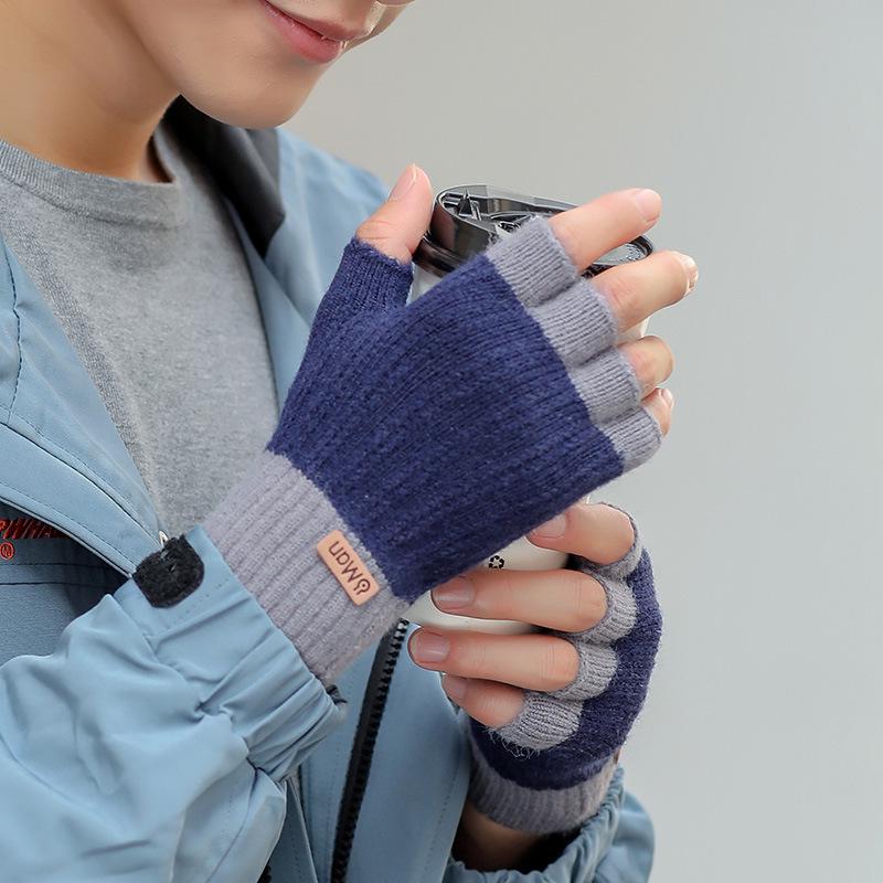 Winter Alpaca Wool Fingerless Gloves for Men, Women, Students - Ideal for Cycling and Writing