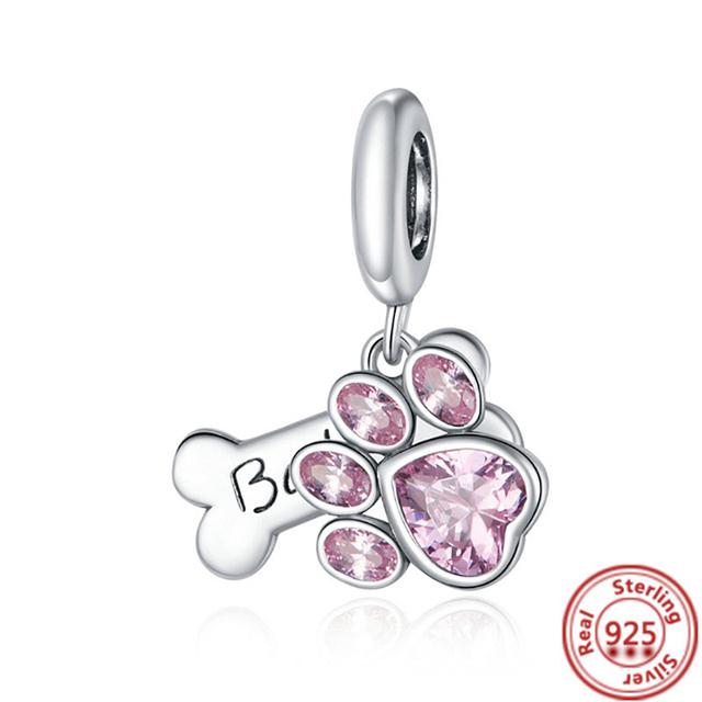 92 Style Pendant Paw Prints Butterfly Hearts Wings Snowflakes Shiny Beads Fit Charm Bracelet 925 Silver Jewelry