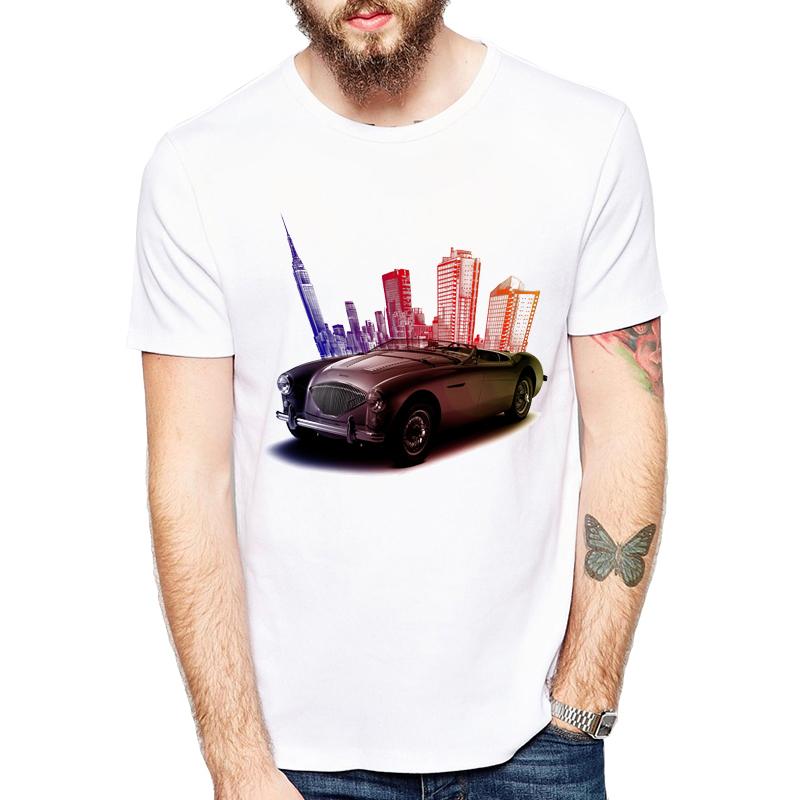 Driftbil/Solnedgångsstad bil Mode T-shirt Män Sommar klassisk Bil T-shirt vit Kreativ Design Toppar Text Gå hårt, eller gå hem