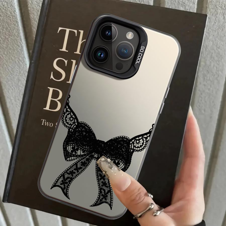 Back Phone Cover Case for iPhone 17 Pro Max XS 16 12 15 Plus 13 Pro 11 14 XR Air Retro Black Lace
