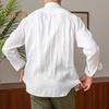 Spring Fall Men Shirt Stand Collar Single-breasted Long Sleeves Buttons Solid Color Cardigan Formal Business Style Office Top