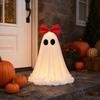 yangyizhi LED Ghost Decoration, Halloween Pink Bow Tabletop Ornament, Soft Fabric Haunted House Decor with Warm Glow for Home