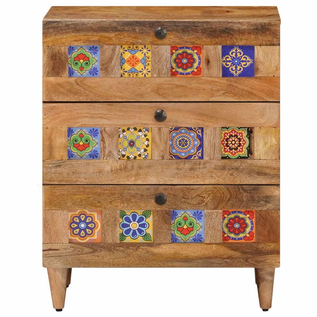 Nightstand Natural 50 X 33 X 62 Cm Solid Mango Wood