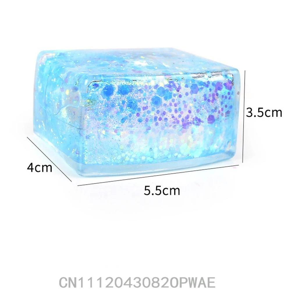 Transparent Ice Cube Sensory Fidget Toy - Soft Squeeze & Stretch Stress Relief Toy For Adults & Kids, Random Color, 1 Pack