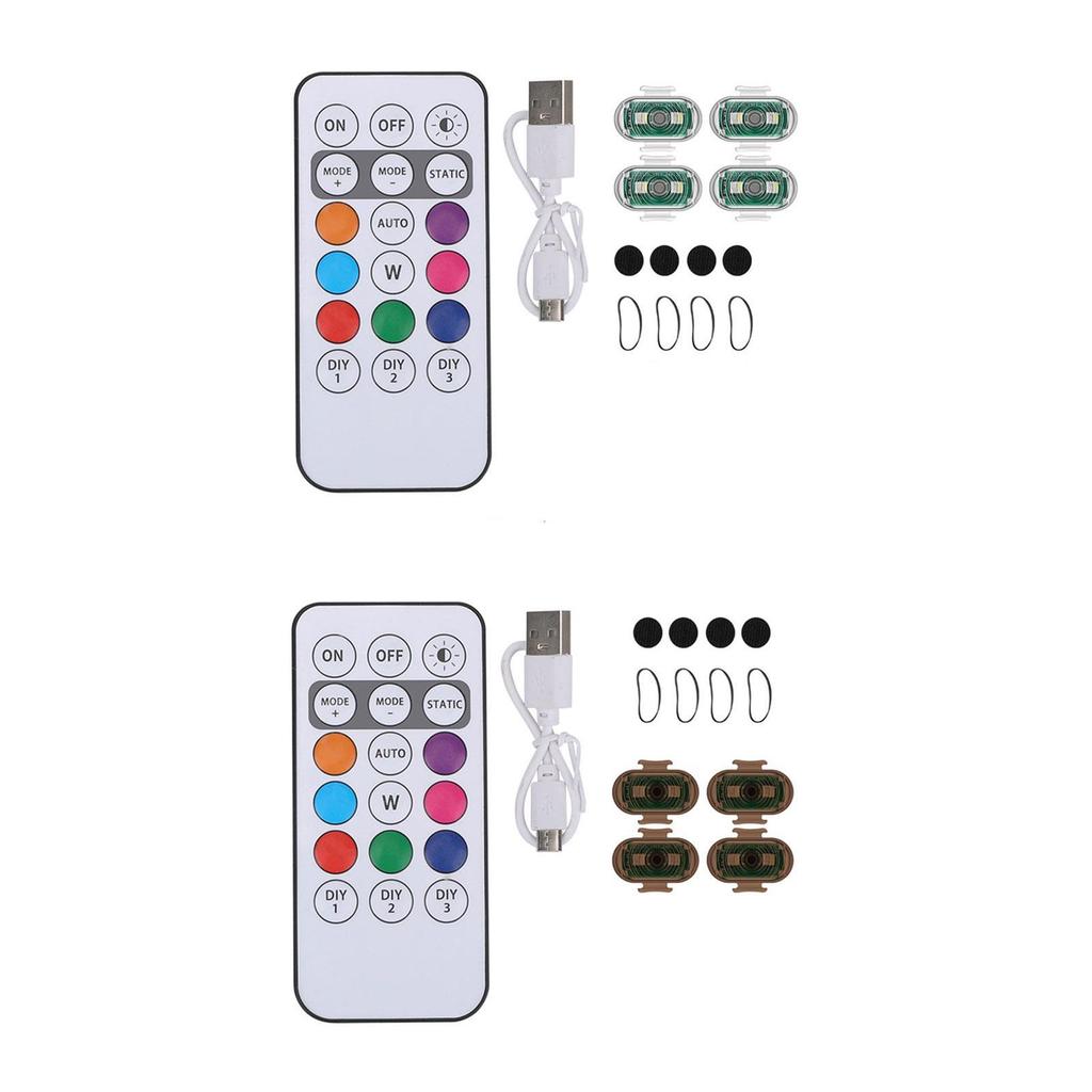 4x LED Aircraft Strobe Lights USB Rechargeable Compact Lightweight Anti Collision LED Warning Lights for Truck Vehicles Car