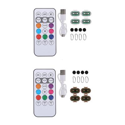 4x LED Aircraft Strobe Lights USB Rechargeable Compact Lightweight Anti Collision LED Warning Lights for Truck Vehicles Car