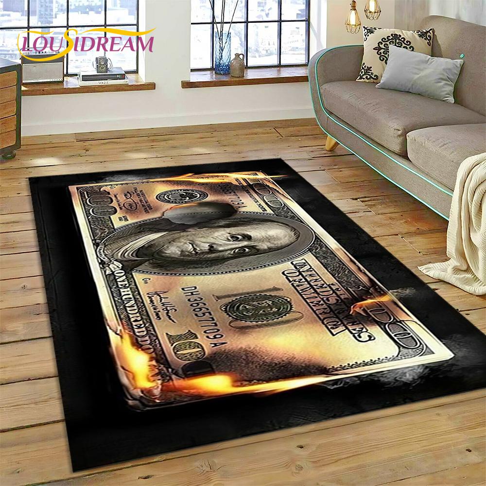 Teppich mit Dollar-, Euro- und Pfund-Motiv, Cartoon-Motiv, für Zuhause, Wohnzimmer, Schlafzimmer, Sofa, Fußmatte, Dekor, rutschfeste Bodenmatte für Kinder