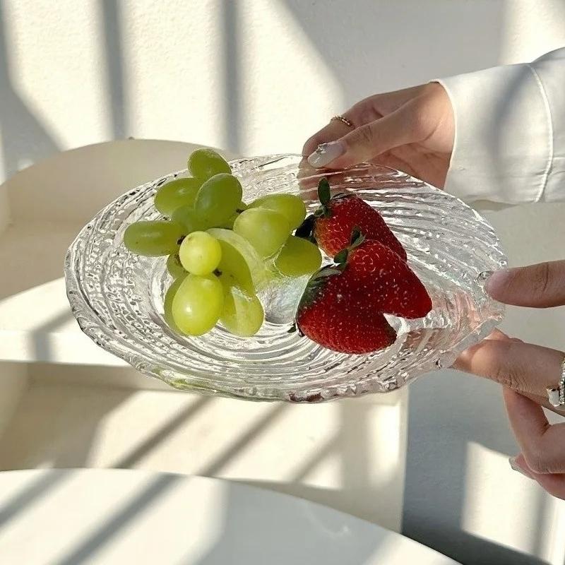 Transparente Wasserwellen-Glasplatte, Nebel, Frühstücks- und Dessertteller, Zuhause, Obstsalat, Kuchenteller, Küchengeschirr