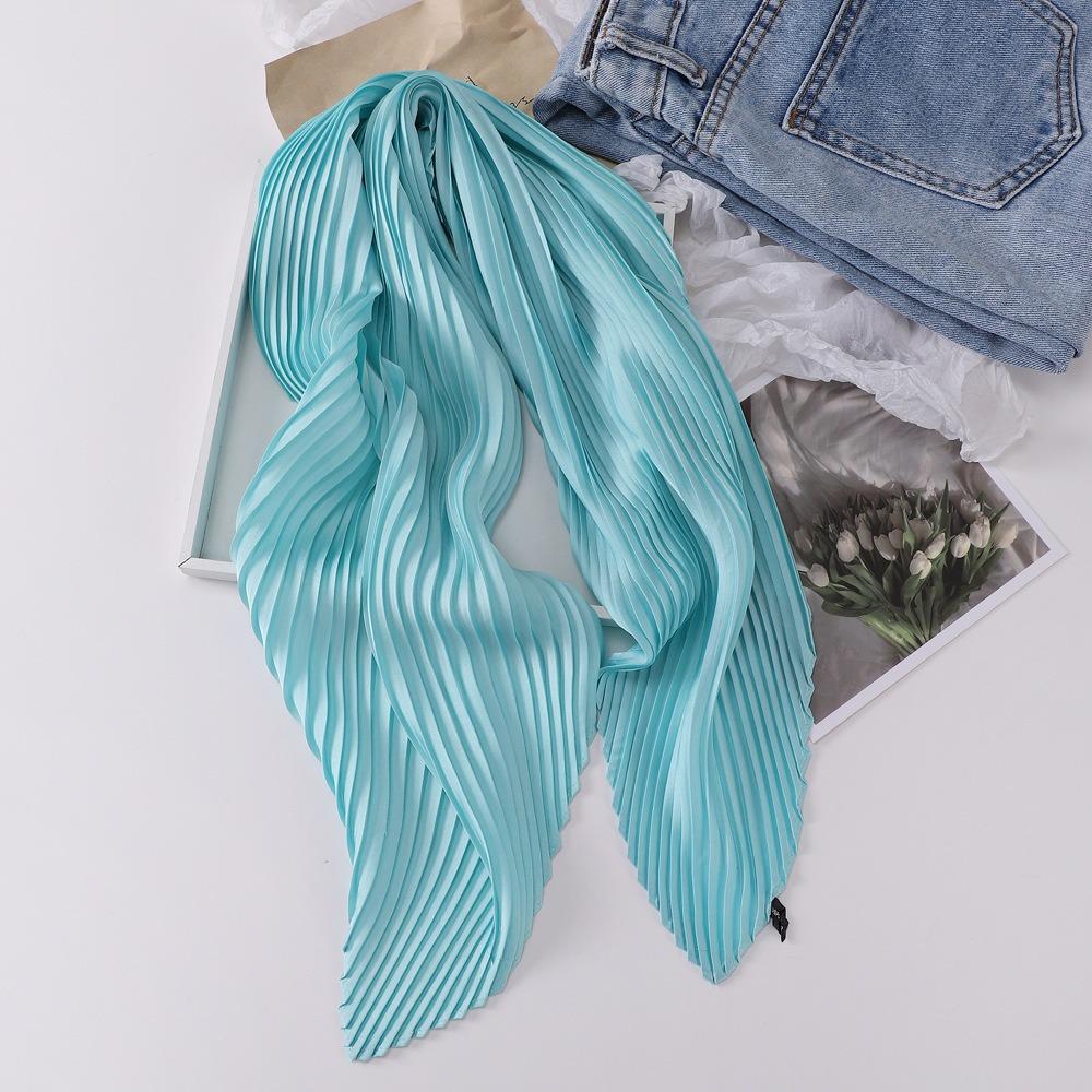 70*70cm Damen Plissiertes Rhombus Kopftuch Wickeltuch Schal Halstuch Bandana Einfarbig